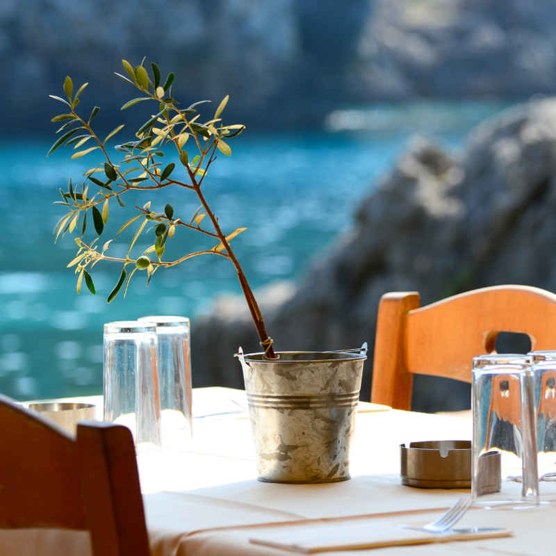 Crete seaside outdoor restaurant
