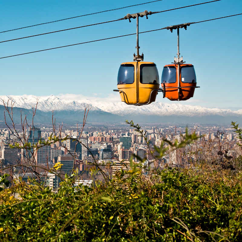 Chile downtown Santiago with tram