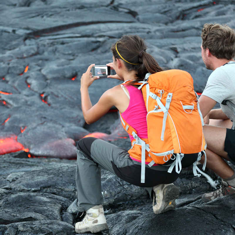 Hawaiian Big Island volcano with lava